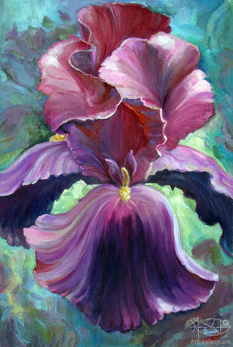 ирис - цветы, цветок, ирис, живопись, панно - оригинал