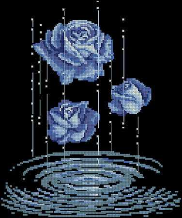 голубые розы - розы, цветы, вода - оригинал