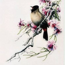 Оригинал схемы вышивки «Zeng Xiao Lian, птица на ветке» (№835000)