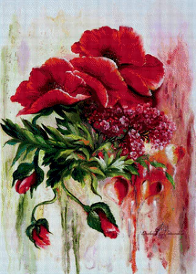 панно с маками - панно, букет, картина, цветы, маки, лето - предпросмотр