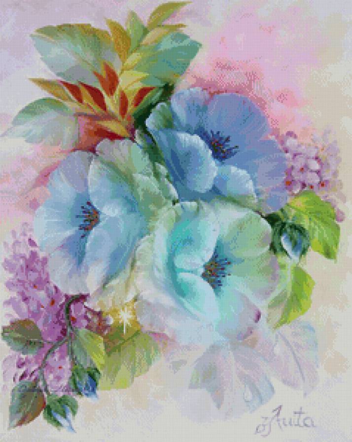 нежный букет - нежность, розы, букет, панно, цветы, рисунок - предпросмотр