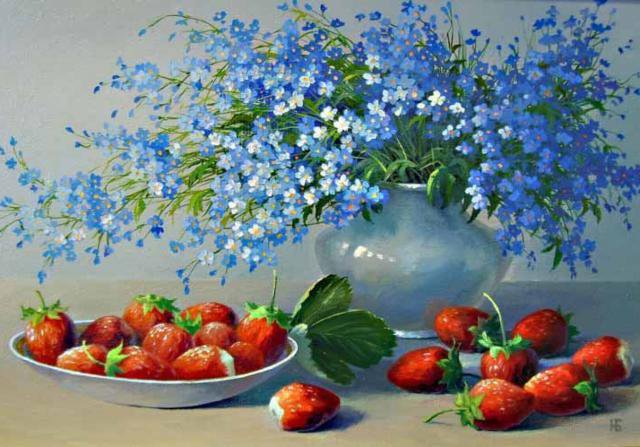 незабудки и клубника - оригинал