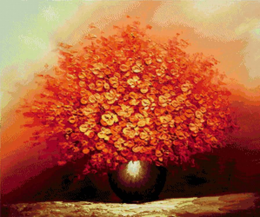 оранжевое настроение - живопись, акварель, солнце, букет, арт, цветы - предпросмотр