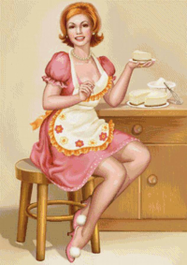 Домохозяйка 50-х - домохозяйки, девушки, pinup, ретро - предпросмотр