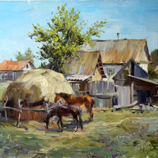 Схема вышивки «деревня»