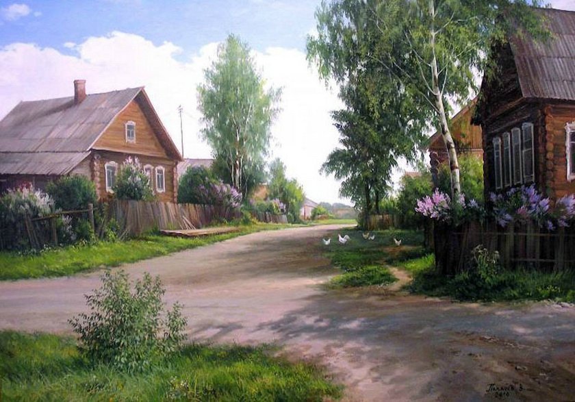 Деревня моя дорогая. Деревенские пейзажи в картинах Вячеслава Палачева.