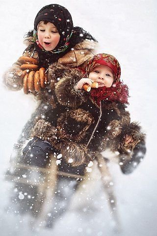 Детки - зима, забавы, игра - оригинал