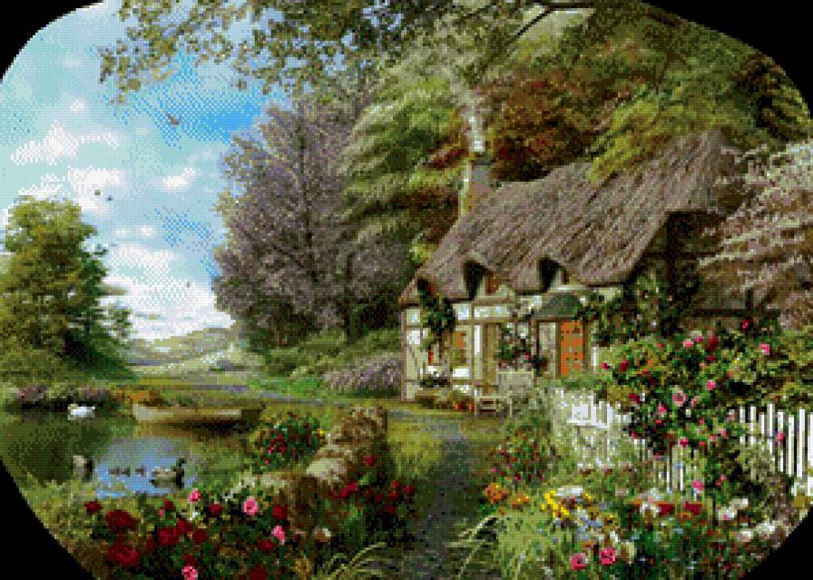 Домик - цветы, растения - предпросмотр