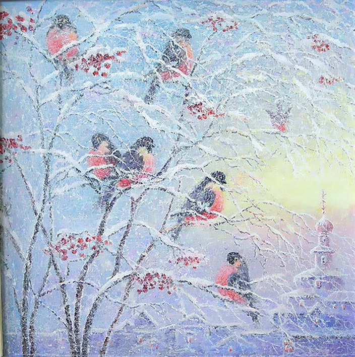 снегири - птицы, зима - оригинал