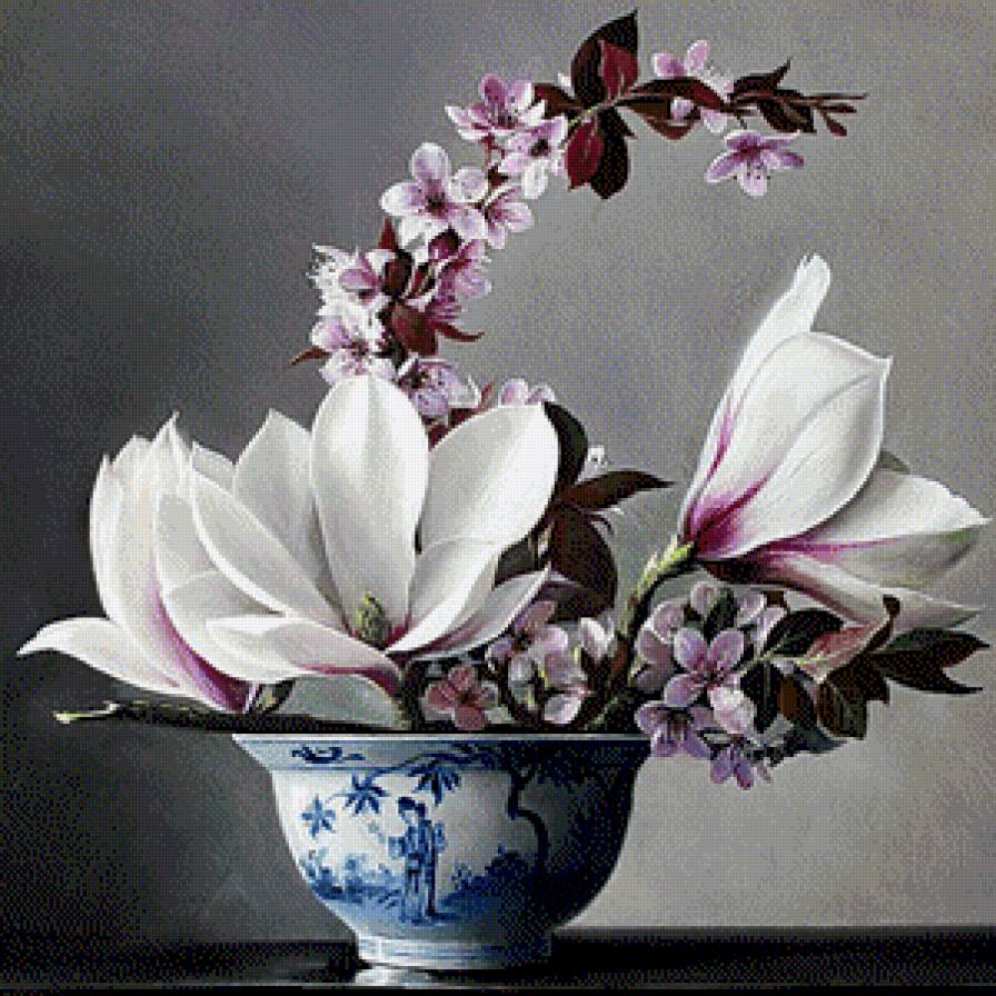 магнолия и ветка сакуры - предпросмотр