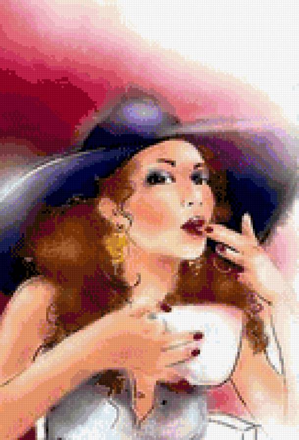 Мечтателька) - живопись, чашка, девушка - предпросмотр