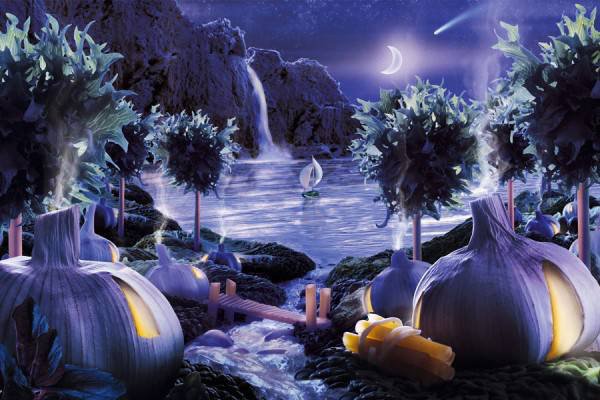 Карл Уорнер - чеснок, ночь, продукты, для кухни, натюрморт, еда - оригинал