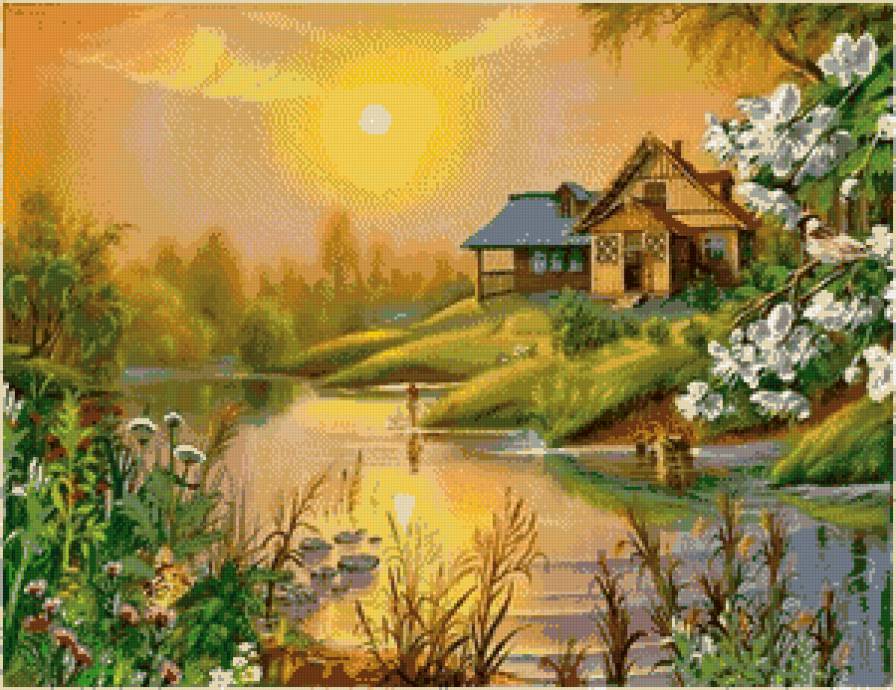 Райский домик - природа, пейзаж, дом, мечта, закат - предпросмотр