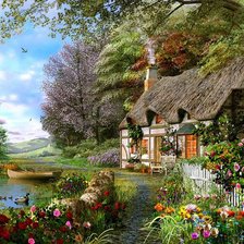 Схема вышивки «cottage con lago»