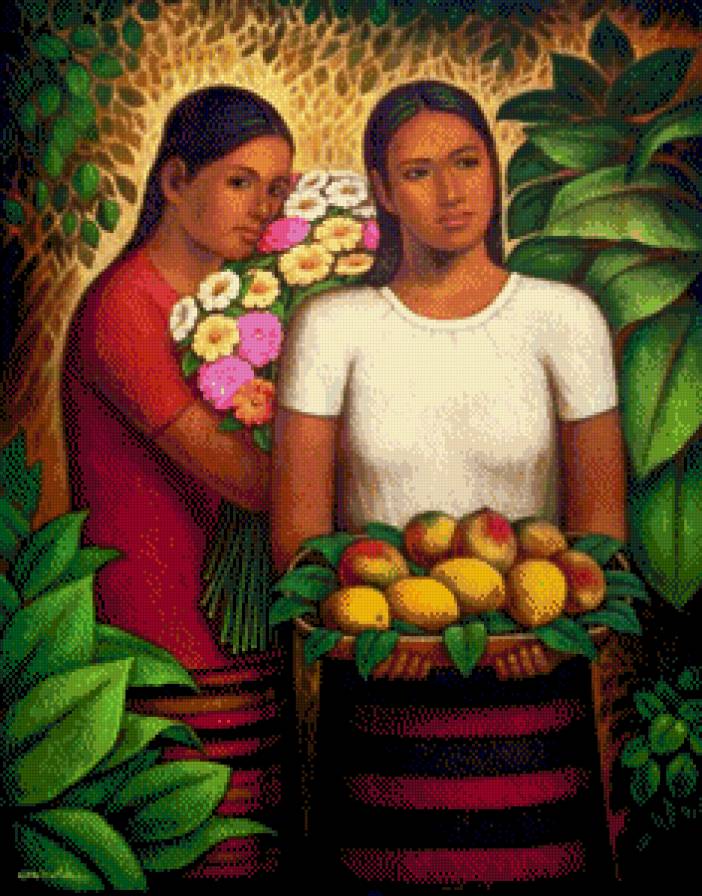 dos mujeres con flores - предпросмотр