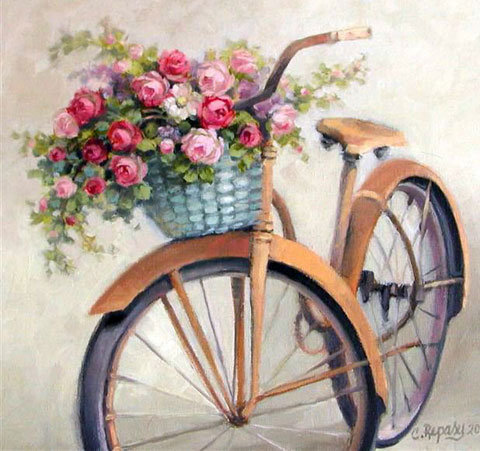 Велосипед - цветы, велосипед - оригинал