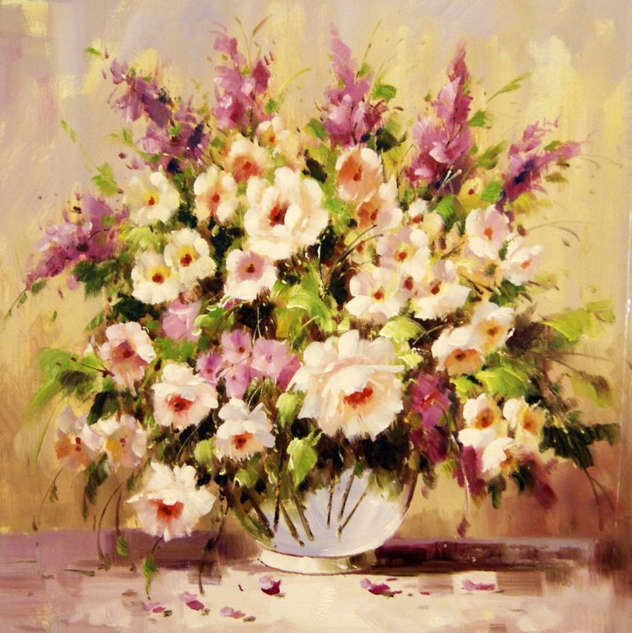 Нежный букет летних цветов. А. Джанильятти - картина, цветы, живопись - оригинал