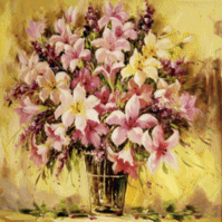 Букет лилий. А. Джанильятти - цветы, лилии, живопись, картина - предпросмотр