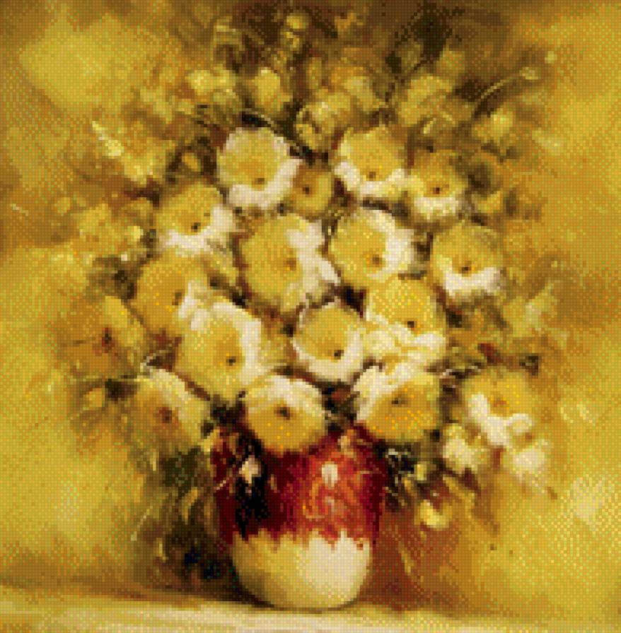 Букет желтых цветов. А. Джанильятти - цветы, искусство, букет, живопись, картина - предпросмотр