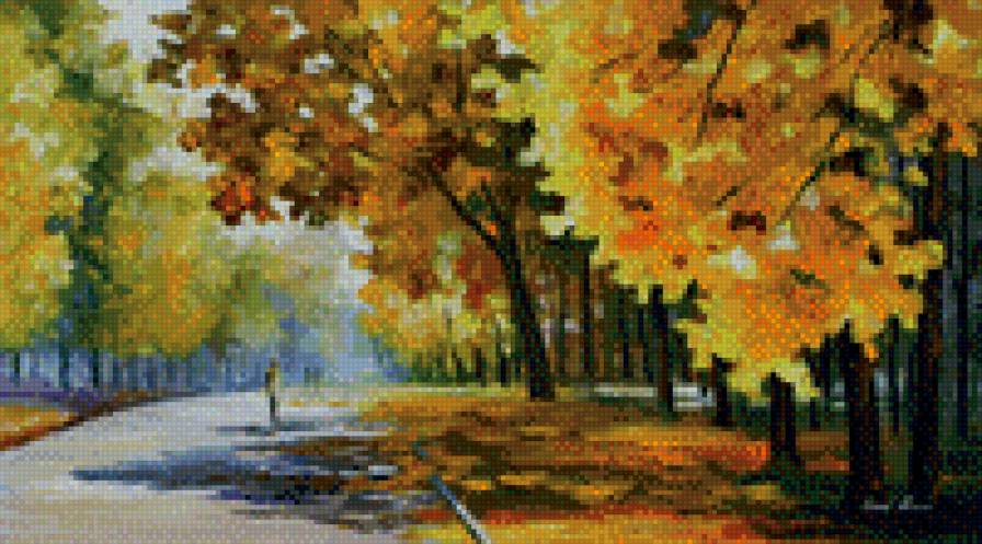 №11 худ. Леонид Афремов - человек, парк, картина, искусство, живопись - предпросмотр