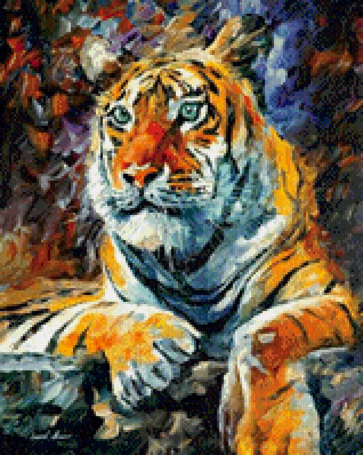 №26 худ. Леонид Афремов - искусство, тигр, живопись, картина - предпросмотр