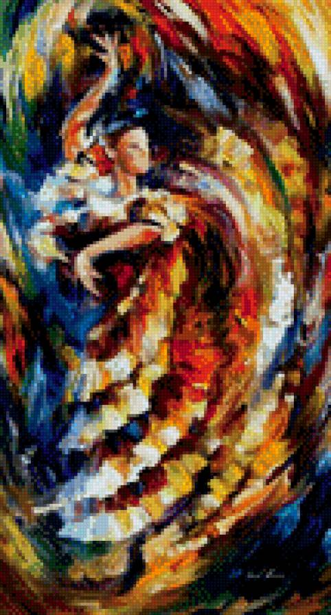 №32 худ. Леонид Афремов - живопись, картина, женщина, танец, искусство - предпросмотр