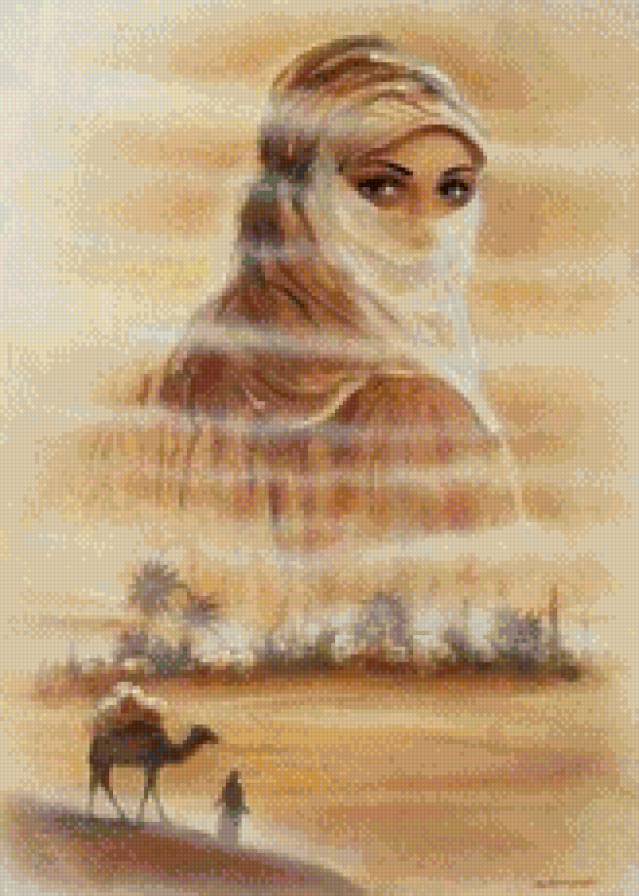 Арабские мотивы - девушка, пустыня, мираж - предпросмотр