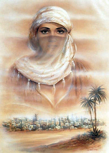 Арабские мотивы2 - пустыня, фантазия, девушка, мираж - оригинал