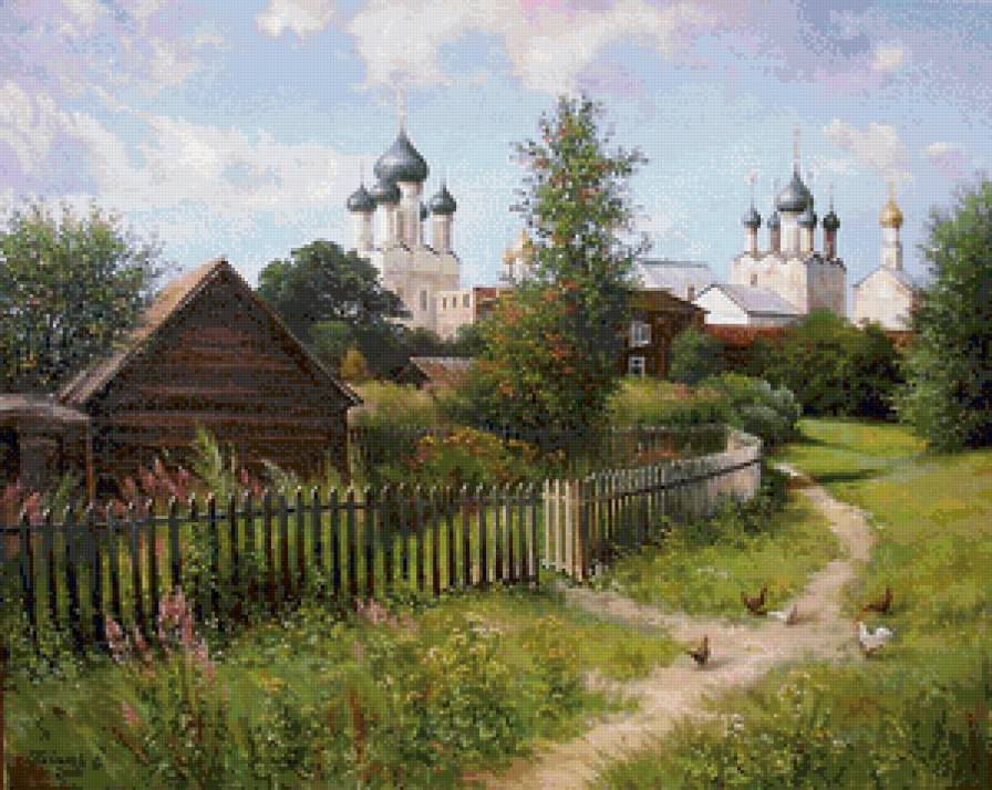 святое место - деревня, природа, пейзаж, церковь, лавра, храм, живопись - предпросмотр