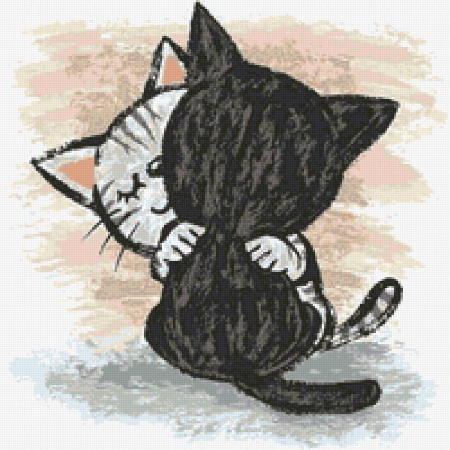 Обнимашка) - объятия, котята, рисунок - предпросмотр