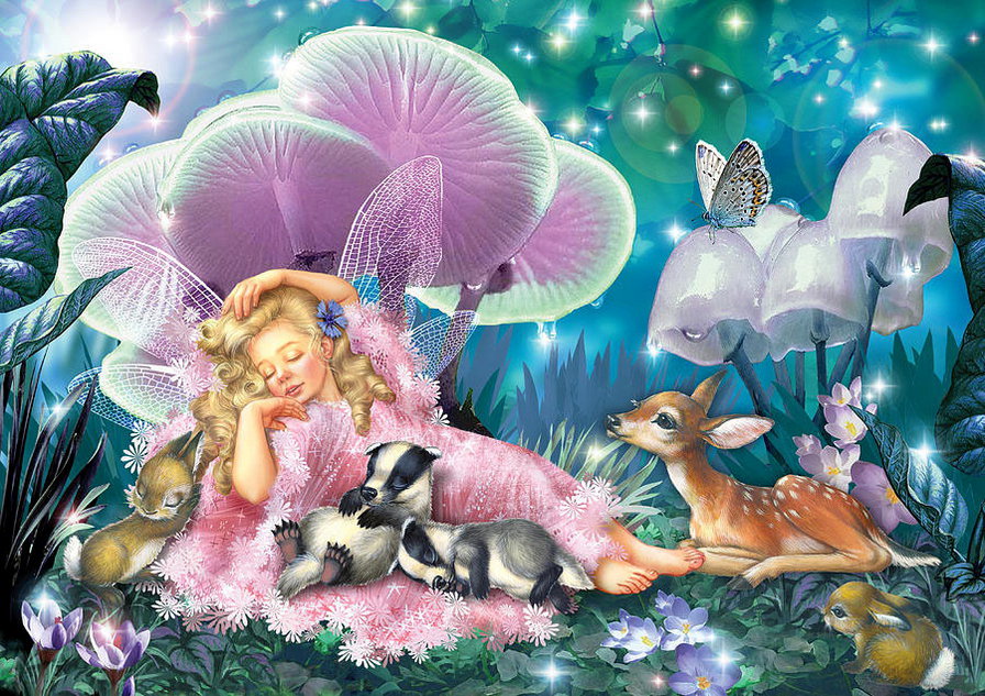 сладкий сон - животные, дети, лес, сказка - оригинал