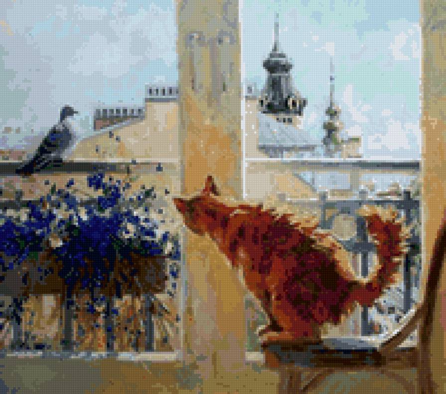 Кошка у окошка - кот, ожидание, котенок, окно - предпросмотр