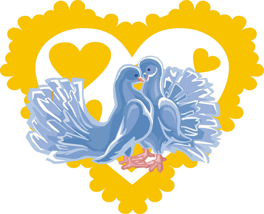 голуби - любовь, голуби, пара, свадьба, сердце - оригинал