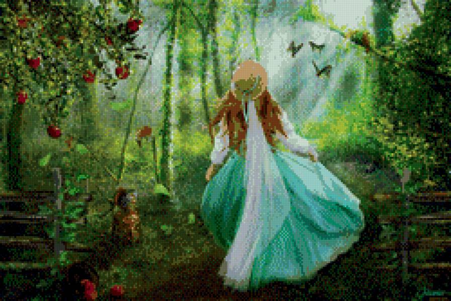 №843275 - деревья, девушка, утро - предпросмотр