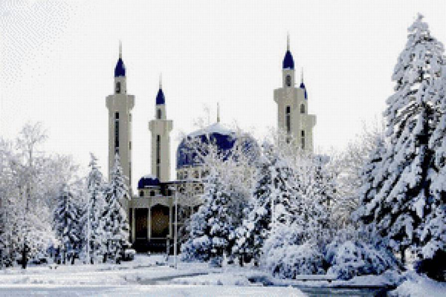 зимний майкоп - зима, мечеть, ислам, майкоп - предпросмотр