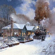 Схема вышивки «станция прибытие лоезда»