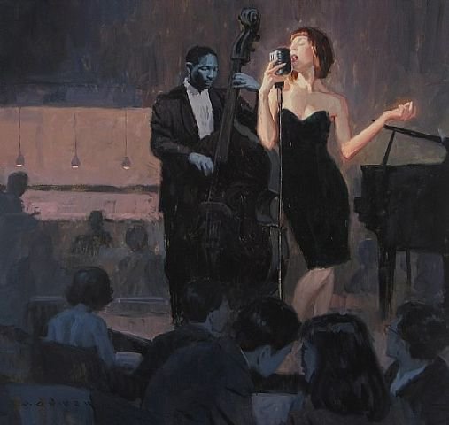джаз - женщина, джаз, певица, сцена, клуб - оригинал