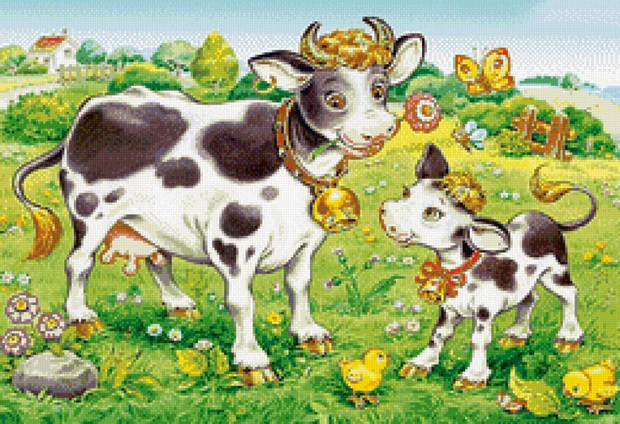 коровки - детям, корова, детская, коровы, мультяшки, животные, детское, бычок - предпросмотр