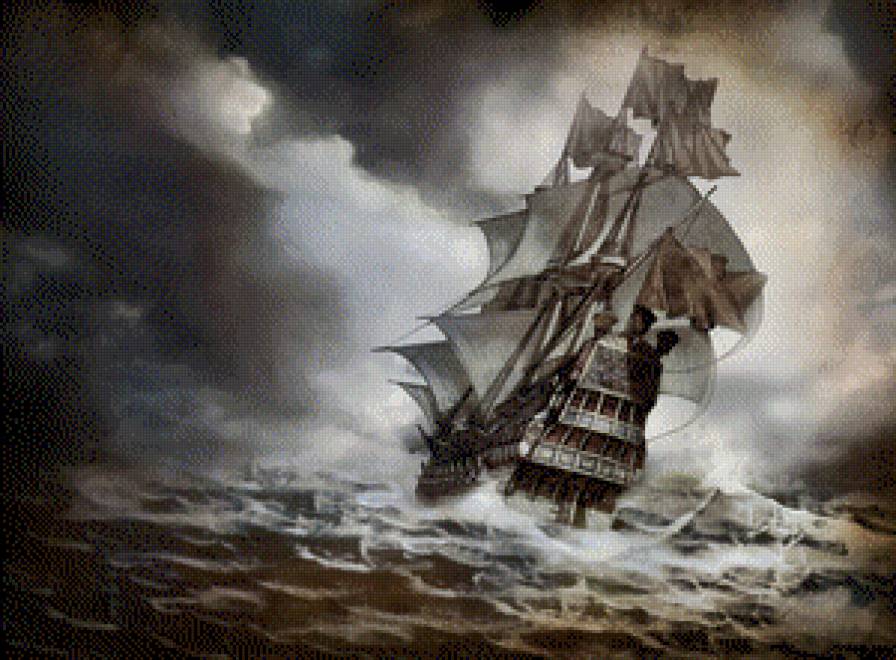 В шторм - шторм, море, корабль, ночь - предпросмотр