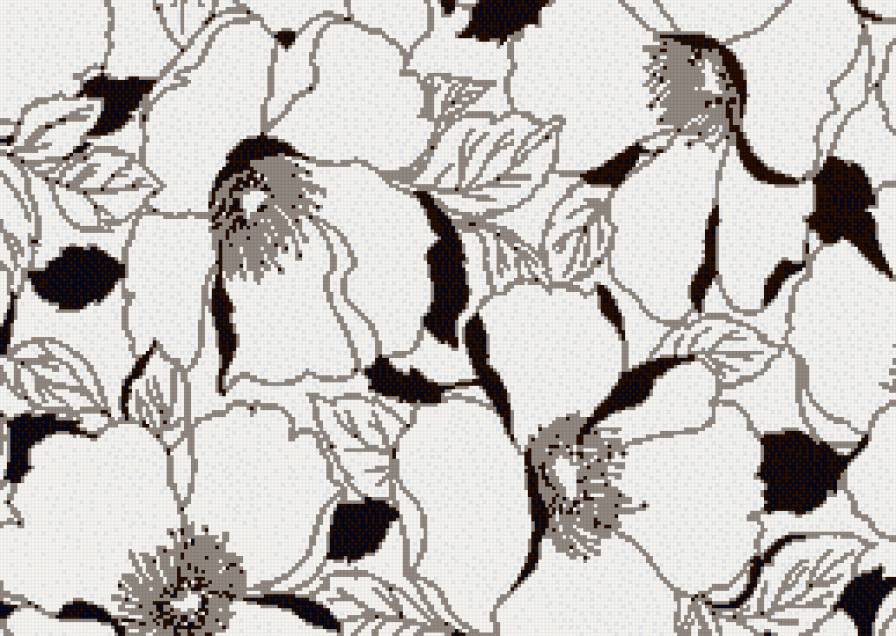 Цветы под витраж. - черно-белое, витраж, панно, цветы - предпросмотр