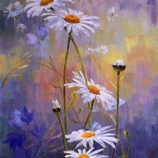 Схема вышивки «Акварльные ромашки»