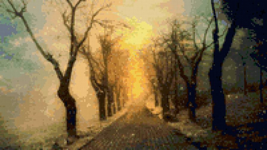 Деревья, аллея. - природа, деревья, пейзаж. - предпросмотр