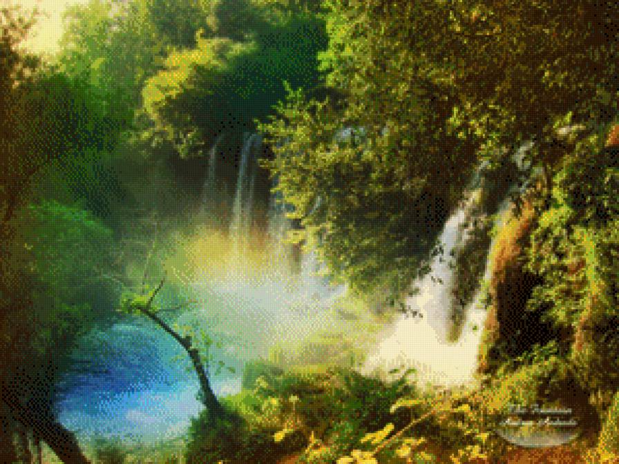 Водоспад - пейзаж, природа, краса, літо, водоспад - предпросмотр