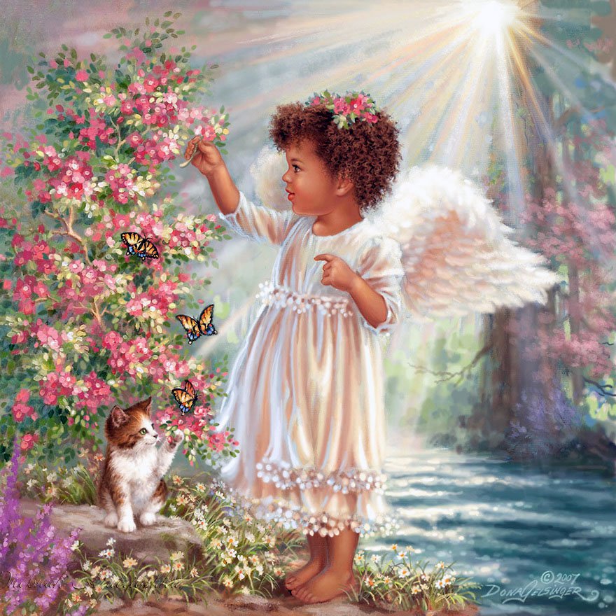 ангелочек - бабочки, крылья, ангел, котенок, девочка, детское, ребенок - оригинал