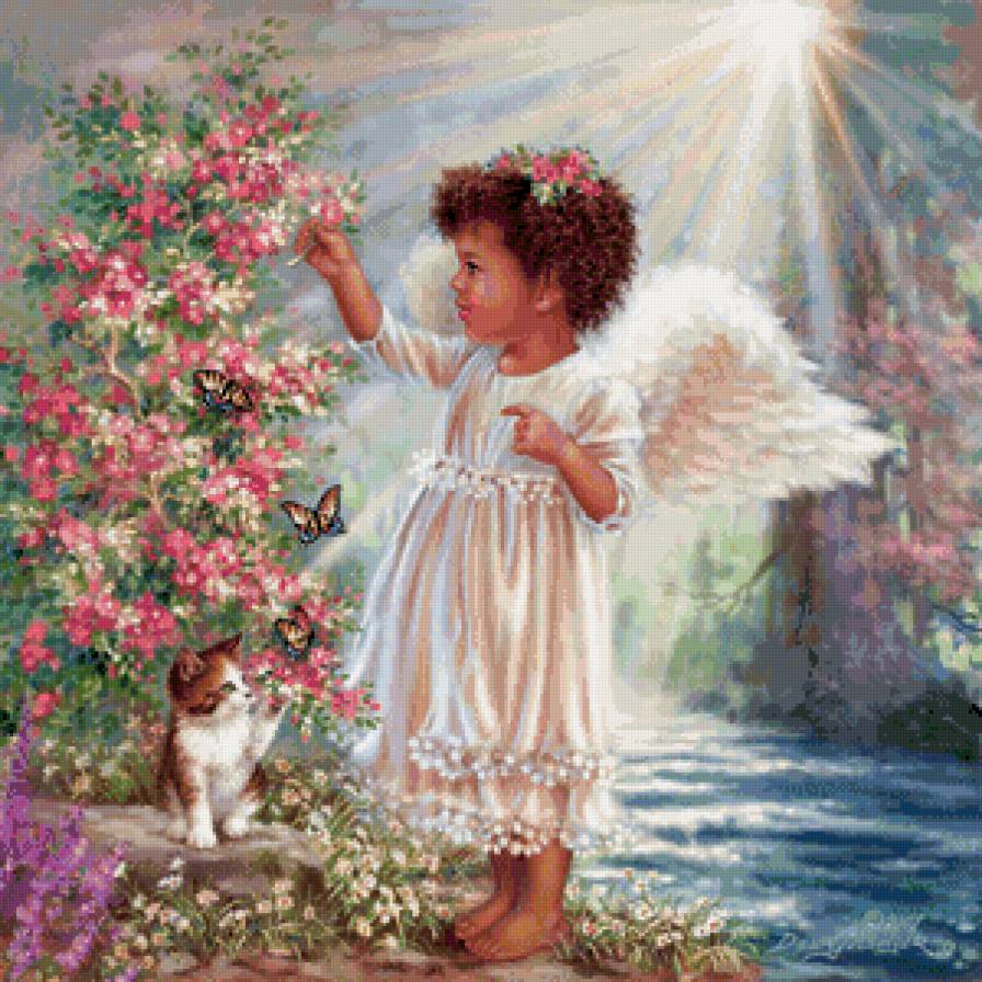 ангелочек - детское, крылья, ангел, ребенок, девочка, котенок, бабочки - предпросмотр