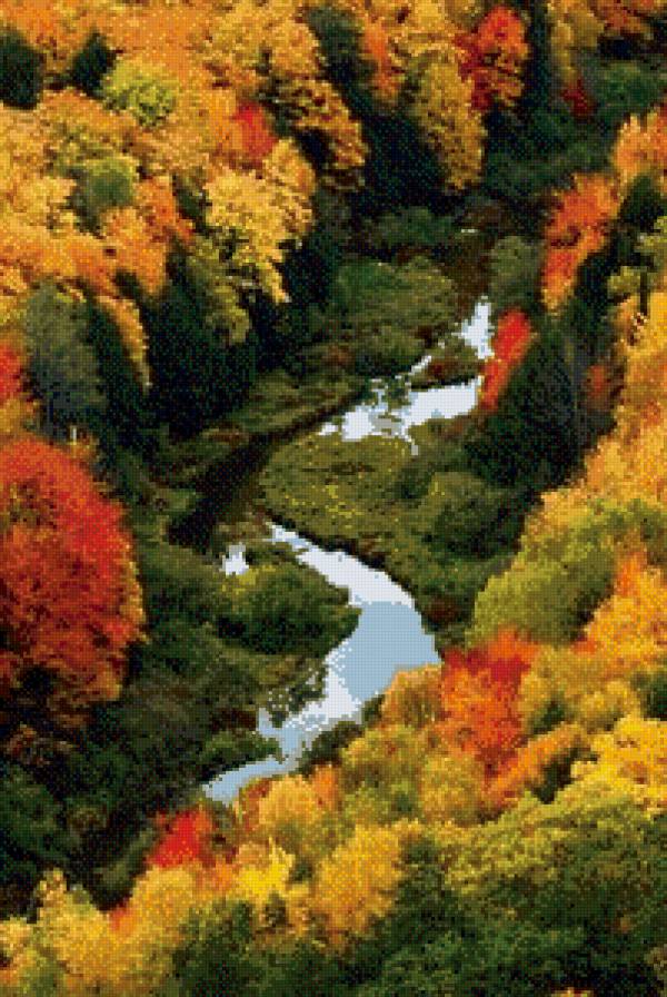 осінь - вода, дерева, природа, ліс - предпросмотр