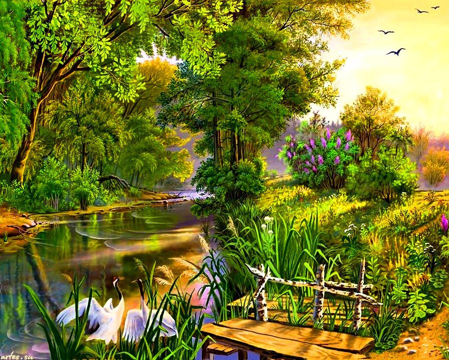 Тихий уголок - весна, природа, пруд, пейзаж - оригинал