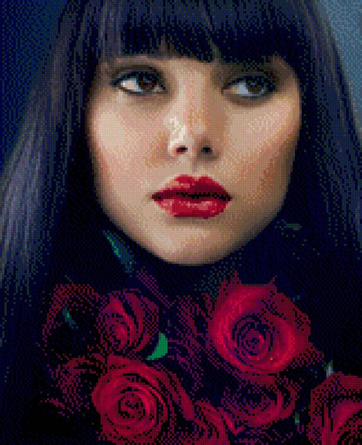 дівчина - красуня, троянди, почуття - предпросмотр