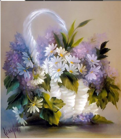 цвточная корзина - корзина, ромашки, цветы - оригинал