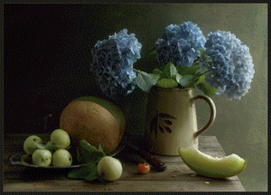 голубые гортензии - предпросмотр